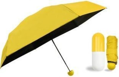 SHASHWAT 5 Fold Double Layer Capsule Umbrella with Capsule Cover for Rain Umbrella(Yellow)