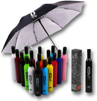 REDITEX Folding Wine Bottle Shape Mini Compact Foldable Umbrella with Plastic Case Umbrella(Multicolor)