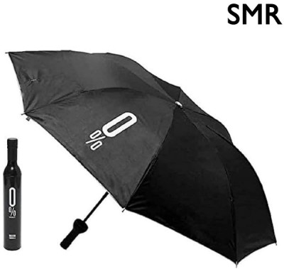 ITM Folding Portable Umbrella with Bottle Cover for UV Protection & Rain Umbrella(Black)