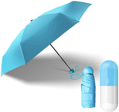 jain traders Mini Capsule Travel Umbrella | 4-Fold Compact Stylish & Portable for Men & Women Umbrella(Blue)