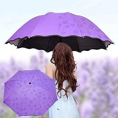 Nafeio UV Rays Safe Large Size 3-Fold Umbrella, Magic Umbrella For Men,Women & Kids Umbrella(Purple)