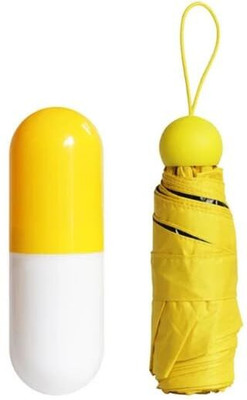 BHARGAV ENTP Mini Anti-UV Compact Folding Umbrella with Capsule Case for Kids and Adult Umbrella(Yellow)