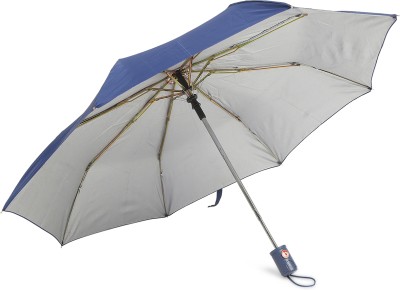 CITIZEN Solid 3 Fold Auto Open 8 Aluminium Ribs UV Coated Windproof Silver Coating Umbrella(Blue)