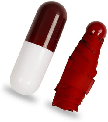 UNIQ Space-Saving Capsule Shape Mini Travel Umbrella Foldable (UV Proof Windproof) Umbrella(Red)
