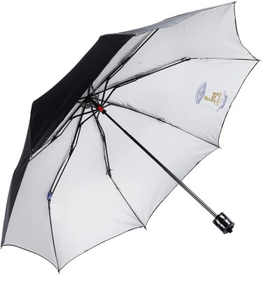 STAG 21.5 Inches 3 Fold Manual Open Type Polyester Umbrella(Black, Silver)