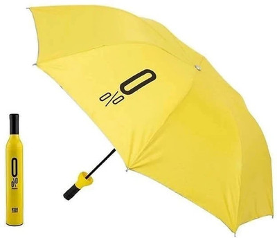 Neelmohi Bottle shape Windproof Double Layer UV Protection & Rain Umbrella Umbrella(Yellow)