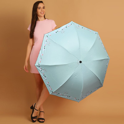 Flipkart SmartBuy 3 Fold Printed Rain Sun & UV Rays Protective Double Coated Manual Open Umbrella(Green)