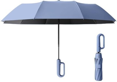 AshandRoh Umbrella With Carabiner Handle, Portable Reverse Folding, Wind Proof Umbrella(Blue)