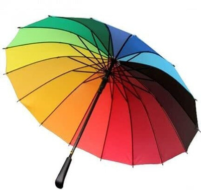 NEELMADHAV Rainbow Colour Nylon Storm Protector Straight Umbrella Umbrella(Multicolor)