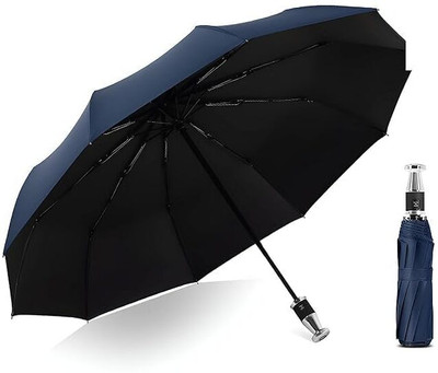 TRUJVE Black Auto Open/Close Button Travel Umbrella Windproof for Rain for Men & Women Umbrella(Black)