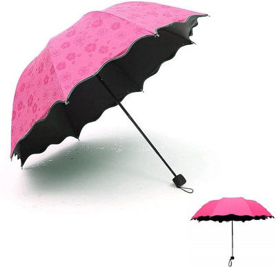 LAKSHMINARAYAN SALES Flowers Design Blossom Magic Wind Compact Umbrella for UV Protection & Rain Umbrella(Pink)