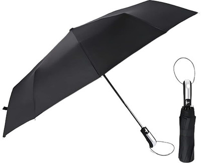 WHISKET Auto Open Compact Folding-Portable Umbrella Windproof for Sun-Wind UV Protection Umbrella(Black)