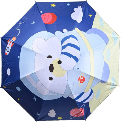 Umbrella mart 3 Fold Cartoon Characters Printed Rain Sun & UV Rays Protective Manual Open Umbrella(Blue)
