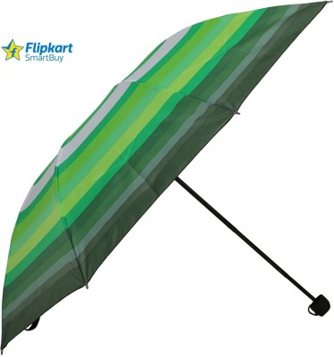 Flipkart SmartBuy 3 Fold Striped Printed Rain and Sun Protective Manual Open Umbrella(Green)