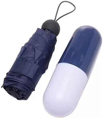 SBTs 1Pc Very Attractive 4 Fold Handy Umbrella with Capsule Shape for Summer and Rain Umbrella(Blue)