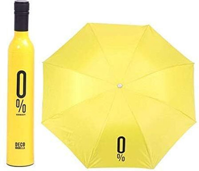 HEZKOL Wine Bottle Shape Mini Compact Foldable Umbrella with Plastic Case Umbrella(Yellow)