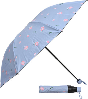 DesoRia 3 Fold Printed Rain Sun & UV Rays Protective Double Coated Manual Open Umbrella(Multicolor)