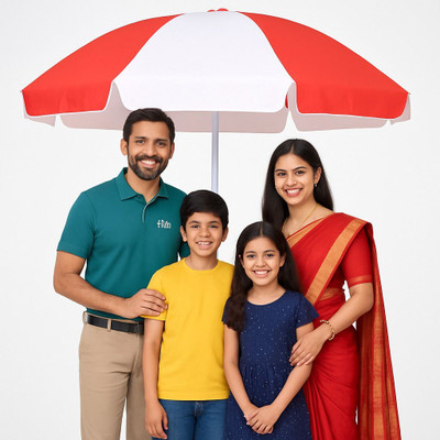 GREEN BIRD Premium 7FT Garden Umbrella Windproof Outdoor Use UV Protection Umbrella(Red, White)