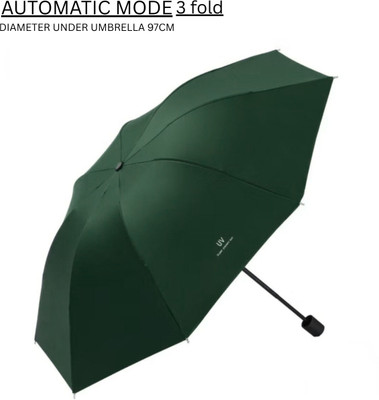 AMACO Auto Open Close Button UV Umbrella Strong Folding 3-Fold Umbrella GOE 612 Umbrella(Green)