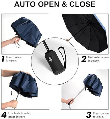 Dfasion Auto open and close umbrella to use a rain 6 Umbrella(Black)