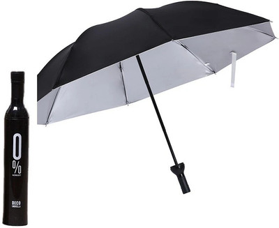 SELVIE Ultra Lights and Mini Umbrella with Cute Bottle Case, Pocket Umbrella(Black)