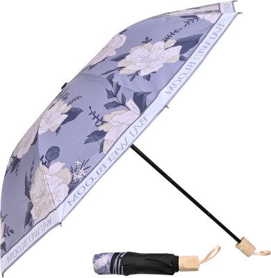 Flipkart SmartBuy 3 Fold Floral Printed Rain Sun & UV Rays Protective Black Coated Manual Open Umbrella(Purple)