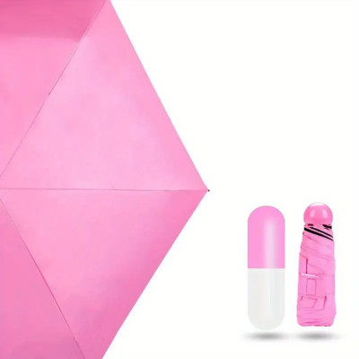 SBTs Ultra Mini Light UV Coated 4-Fold Travel Pocket Cute Capsule Umbrella(Pink)