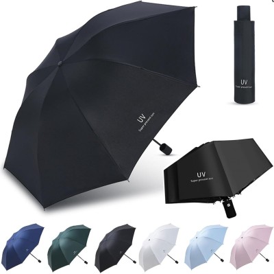 CITRODA 3 Fold Fully Automatic Rain UV Protection Portable Foldable Tiny Travel Folding Umbrella(Black)