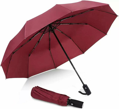 RAINGAL Auto Open And 3 Fold Umbrella For Protection Against Sun&UV Rays with cover Umbrella(Maroon)