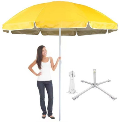 Rainpopson Outdoor Umbrella With Stand 7ft Waterproof Canopy for Lawn, Patio and Balcony Umbrella(Yellow)