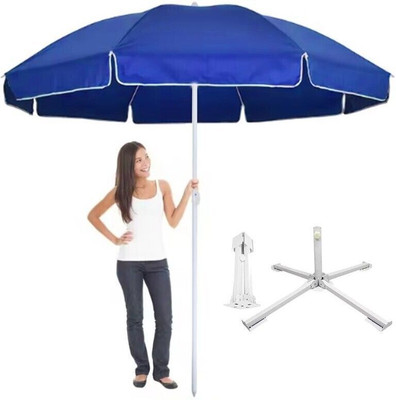 GREEN BIRD Garden Umbrella With Stand 7ft Outdoor Big size Umbrella for Shop,Garden SA15 Umbrella(Blue)