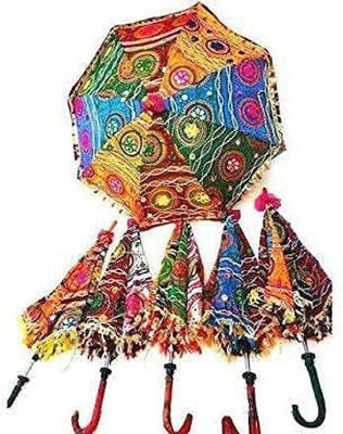 Khamma Ghanni Handicrafts Sun Protection Rajasthani Wedding Event Decoration Umbrella ( set of 6 ) Umbrella(Multicolor)