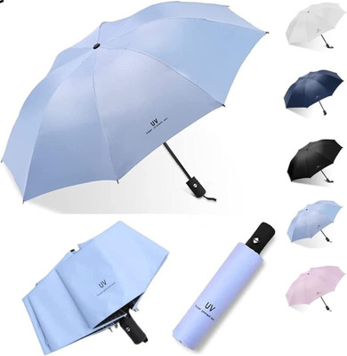 CITRODA 3 Fold Fully Automatic Rain UV Protection Portable Foldable Tiny Travel Folding Umbrella(Violet)