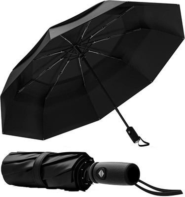 Rexmon Auto Open And Close Windproof Travel Umbrellas for Rain And UV Protection Umbrella(Black)