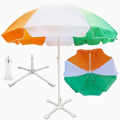 GREEN BIRD 7FT Garden Umbrella with Stand Sturdy Base Premium Canopy Waterproof Umbrella(Multicolor)