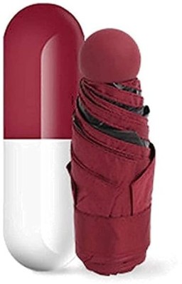 vishesh Mini Compact Umbrella For Traveling | Windproof, Protect from UV Rays & Rain Umbrella(Maroon)