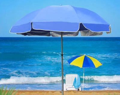 GREEN BIRD UV Protection Garden Umbrella 7ft Center Pole Steel Frame Waterproof Umbrella(Blue)