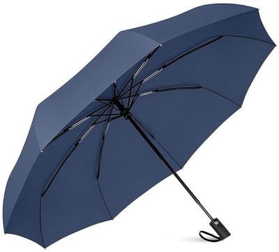 XBEY UV Coated 3 Fold 10 RIBS Umbrella for Rain with Auto Open and Close Umbrella(Blue)