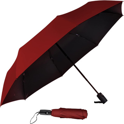 VAVSU Auto Open Close Travel Umrella for Men-Women. Windproof and Strong Compact Mini Umbrella(Maroon)