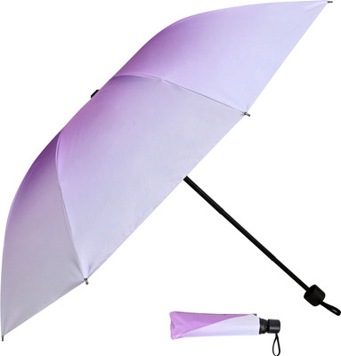 Umbrella mart 3 Fold Floral Printed Rain Sun & UV Rays Protective Manual Open Umbrella(Purple)