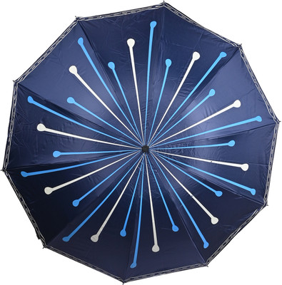 SFAB Manual 3 Fold Floral Printed Rain Sun & UV Rays Protective Umbrella Umbrella(Blue)