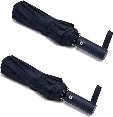ZOOBE Enterprise 2 PCAK Auto Open & Close Folding Small Umbrella BLACK Umbrella(Black)
