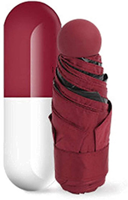 UNIQ Small and Lightweight Anti-UV Umbrella With Cute Capsule Shape Umbrella(Maroon)
