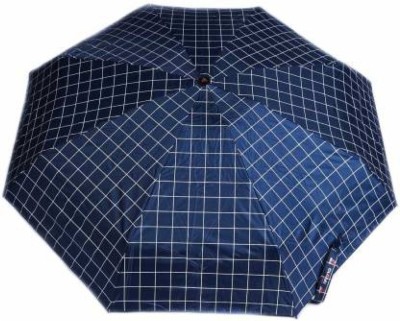 KEKEMI UMB017_05 3 Fold Check Windproof Travel Umbrella(Blue)