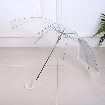 TN CREATION Clear Transparent Umbrella Compact Windproof Umbrella with Frame & White Umbrella(Multicolor)