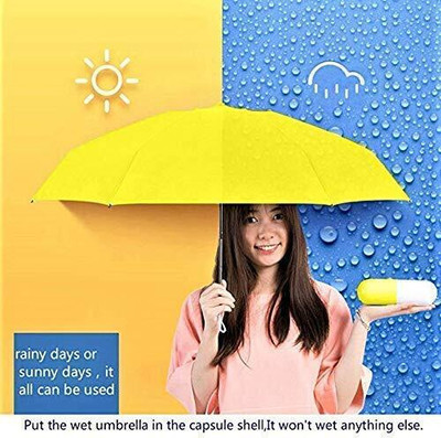 Xydrozen Light and Small Capsule Umbrella with Cute Capsule Case-LAU-16 Umbrella(Yellow)