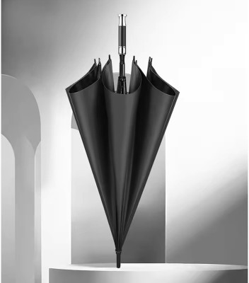 Nafeio Royal Classic Handle Umbrella Auto Open Windproof Unbreakable Stick Rain Umbrella(Black, Silver)