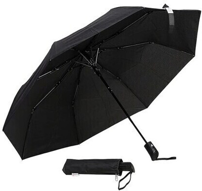 MERCEHIVE 3 Fold Manual Open 8 Aluminium Ribs UV Coated Windproof Umbrella(Black)