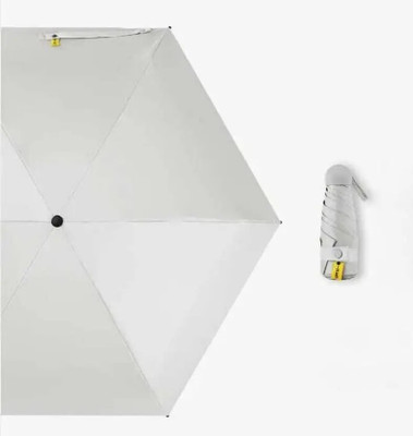 Rain Guard Mini Compact Foldable Capsule Case Umbrella Lightweight Waterproof UV Protection Umbrella(White)