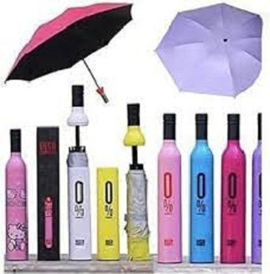 AARTI Folding Portable Umbrella with Bottle Cover for UV Protection & Rain Umbrella(Multicolor)